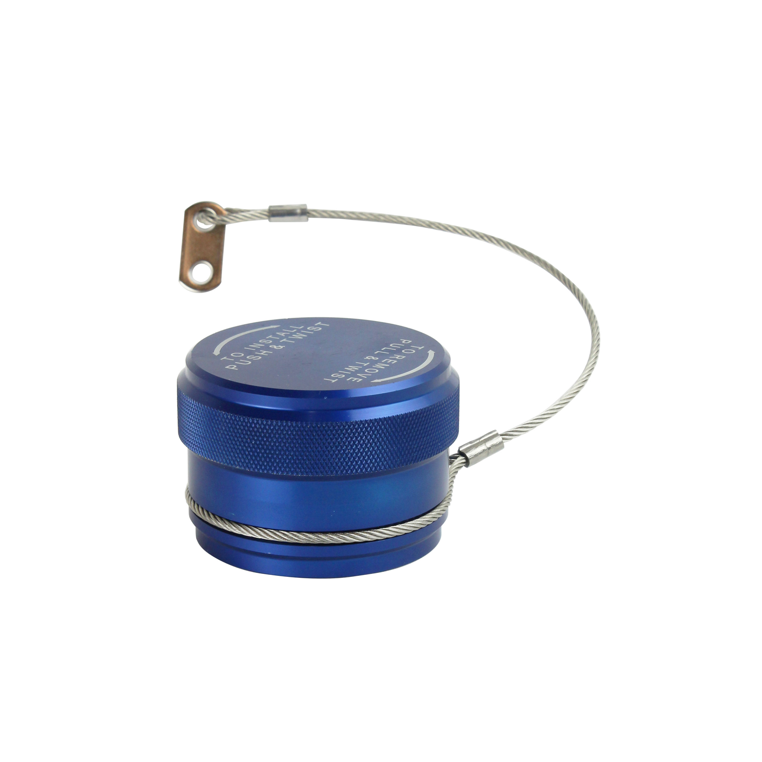 A picture of a blue fill cap