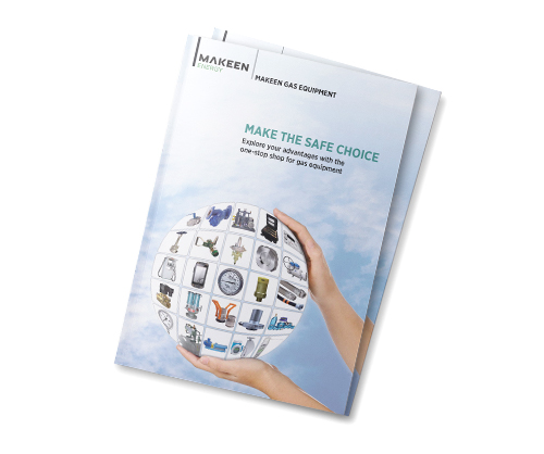 Graphic showing MAKEEN Gas Equipments company profile brochure 